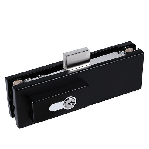 固比特无框玻璃门地锁地弹簧门锁夹哑黑色烤漆地插销下夹锁地下锁