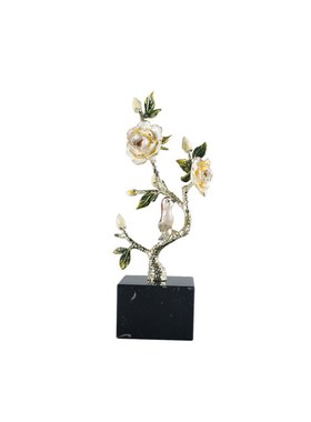 新中式金属鲜花大理石底座摆件样板房客厅书桌书柜软装摆设