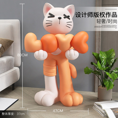 潮玩猫咪大型客厅落地摆件家居饰品闺蜜订婚结婚新婚礼物送新人