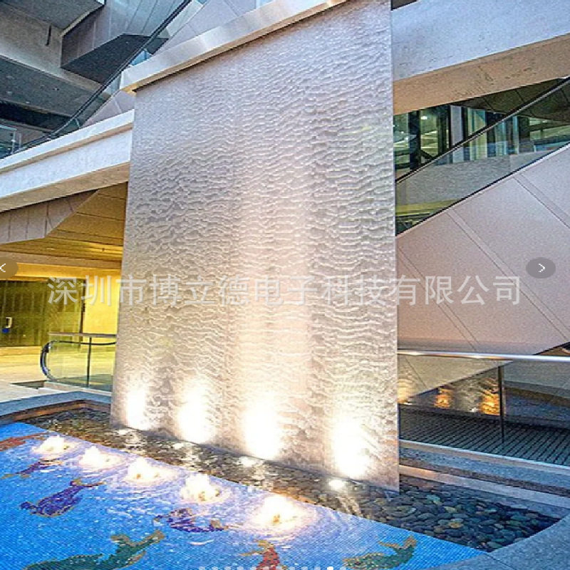 不锈钢钢网水帘水幕墙车行展厅彩色灯光矩形源头厂家设计施工室内