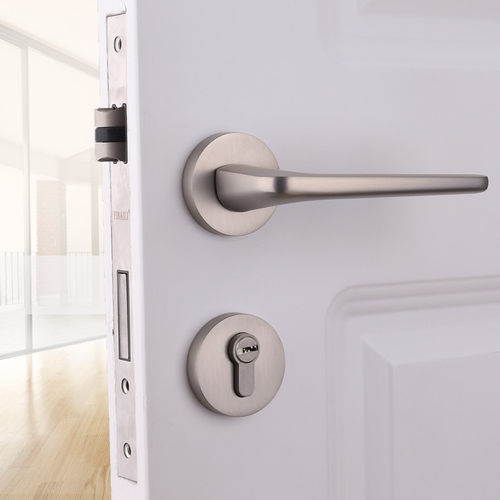 依佰利白色门锁室内门把手简约卧室分体锁欧式磁吸静音房门锁具