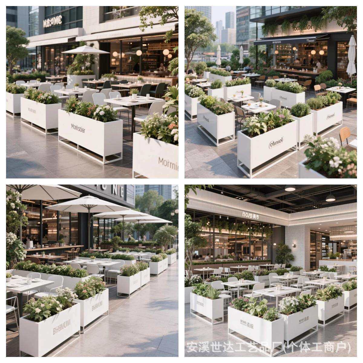 室外露台花箱阳台花坛户外室内长方形铁艺花架不锈钢花箱造景花槽