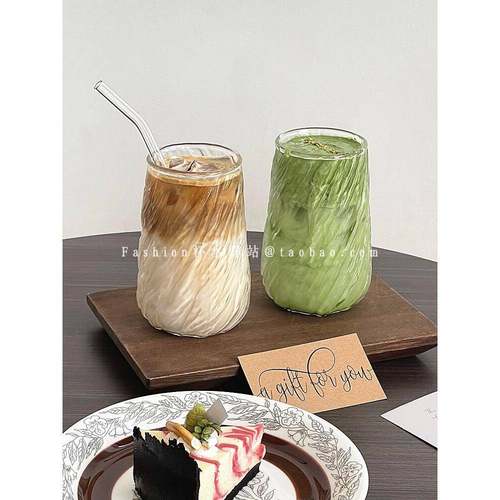 ins风水果茶杯复古日式Dirty冰美式咖啡杯特调果汁杯拿铁饮品杯子