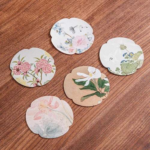 高档云纱花草集杯垫防水双面中式布艺家用壶承隔热垫茶托茶道配件