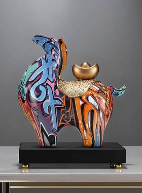彩色马上有钱马摆件高档办公室装饰品玄关客厅电视柜乔迁开 业礼