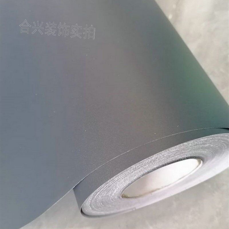 加厚黑色灰色PVC墙纸自粘防水素色波音软片纯色家具翻新橱柜贴纸