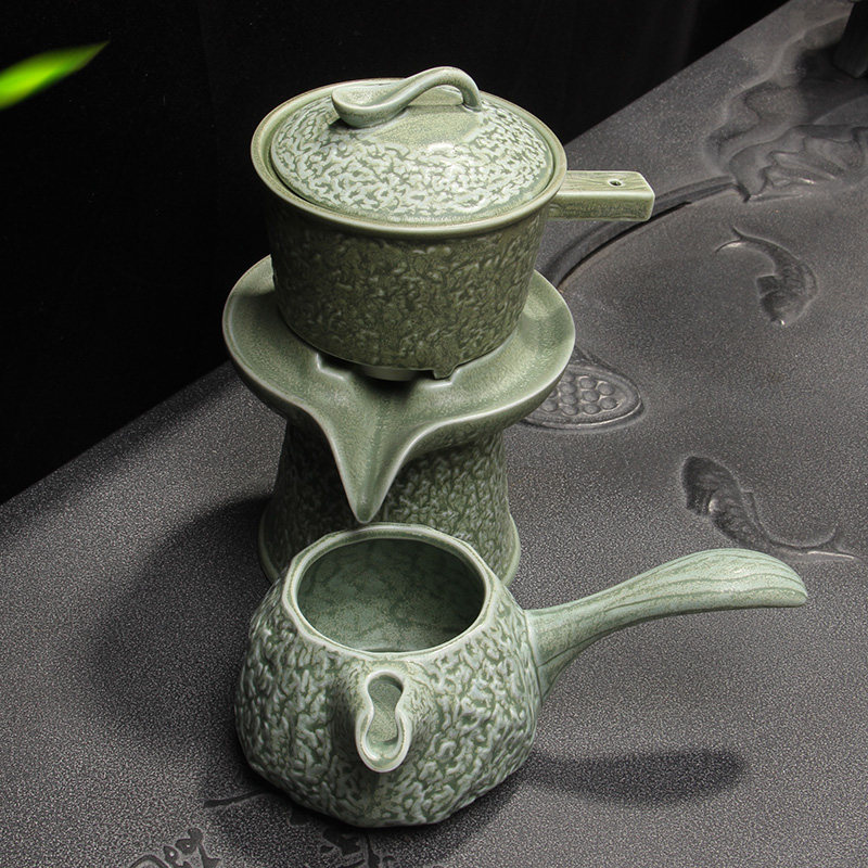 石磨半全自动功夫茶具套装陶瓷创意个性懒人家用泡茶器茶杯茶壶防