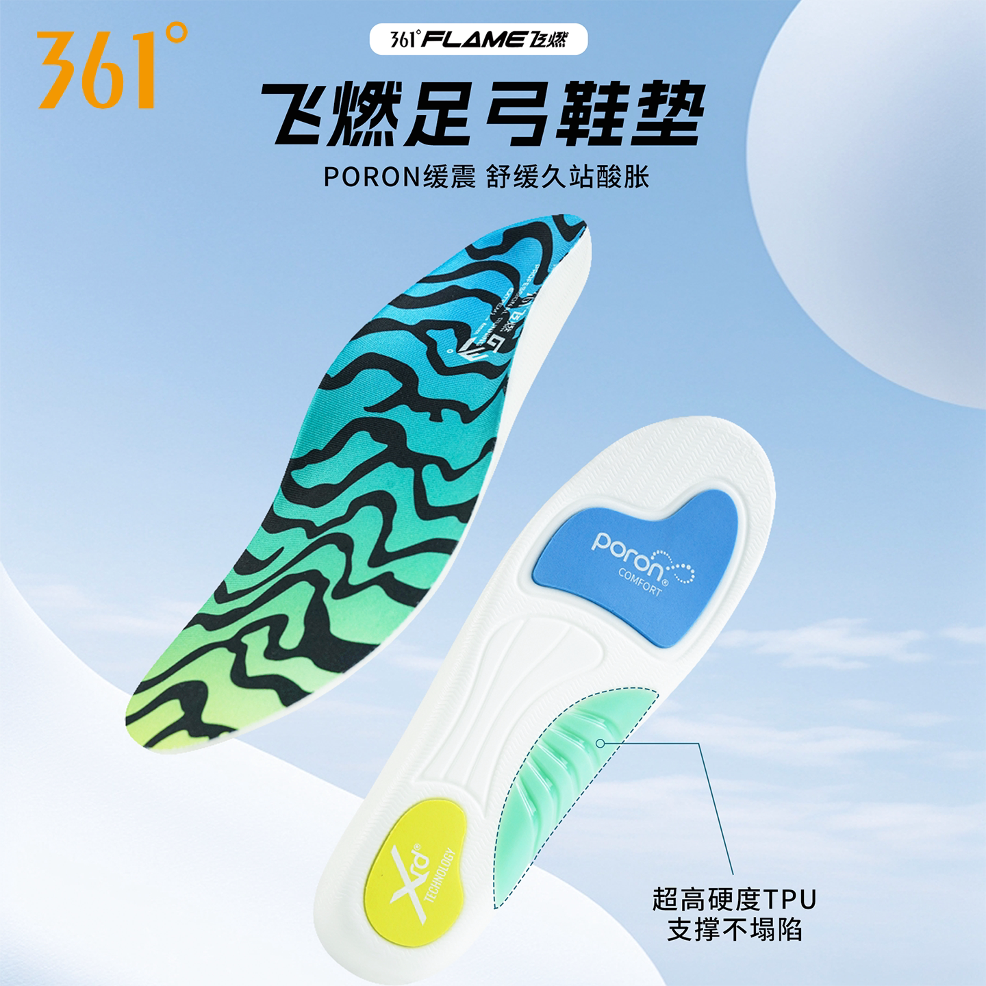 361°飞燃PORON缓震矫正鞋垫图片