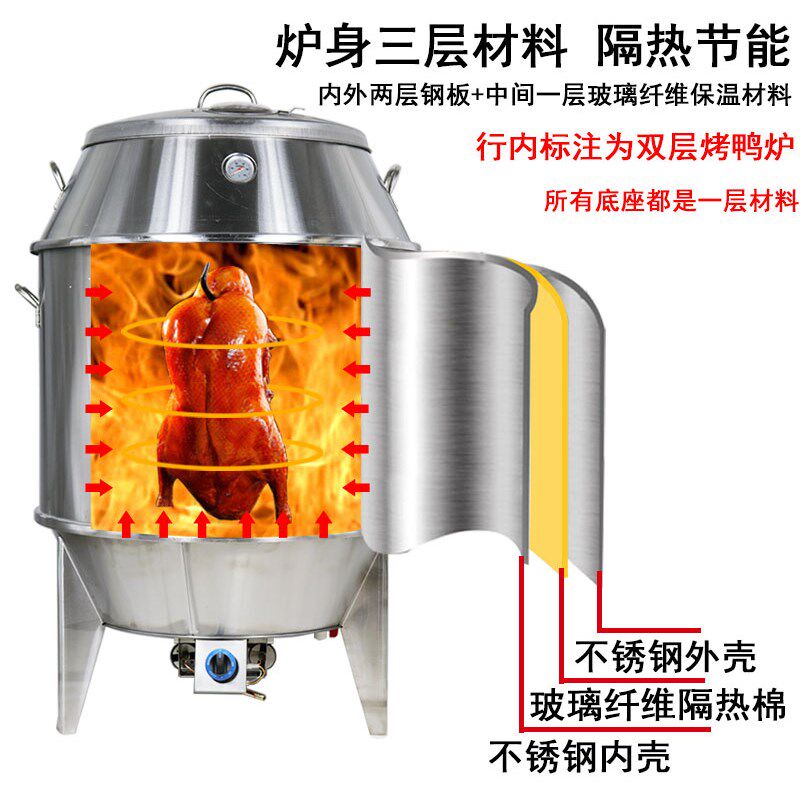 双层加厚烤煤炉气炭两用鸭鹅炉烧气烧鸭炉烧腊炉烤鸡炉吊烧炉