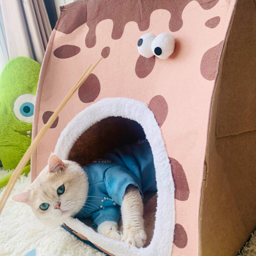 可爱曲奇帐篷猫窝感天冬季秋暖封闭式安全保猫咪躲猫猫屋四季通用