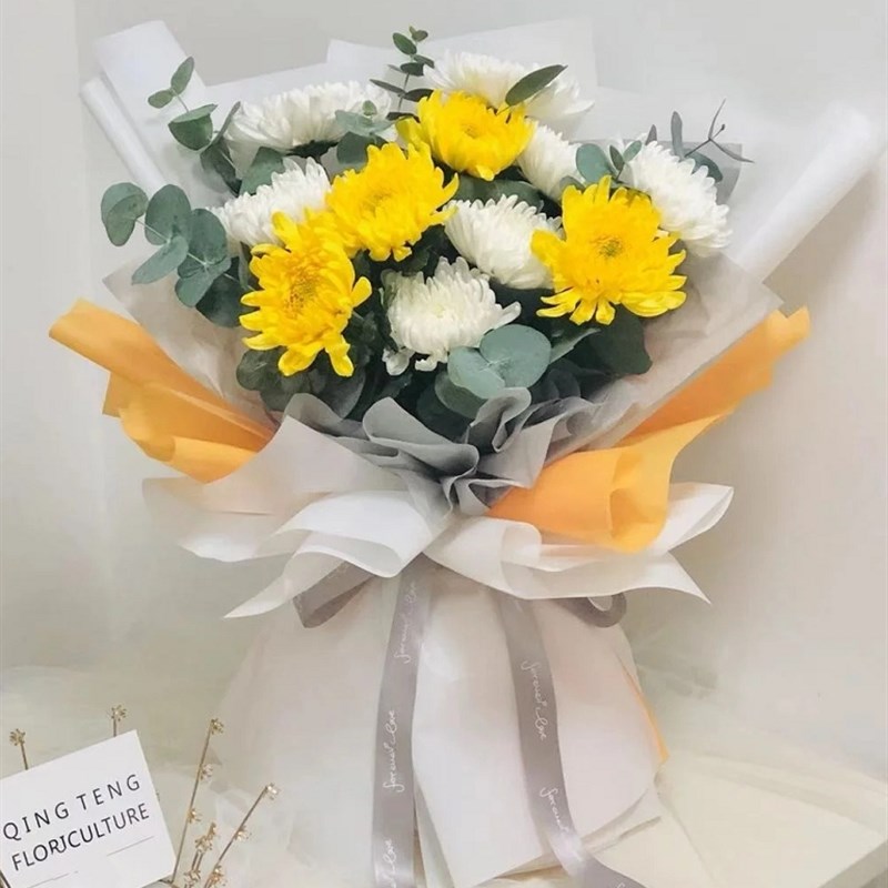 菊花花束上坟祭奠扫墓悼念青岛鲜花速南市沧城阳李南市北济递送花