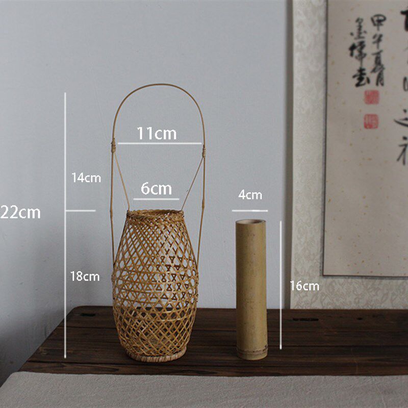 花式白竹编花器学花瓶花篮 插花桶 花入 禅  古典日器 会所 摆件