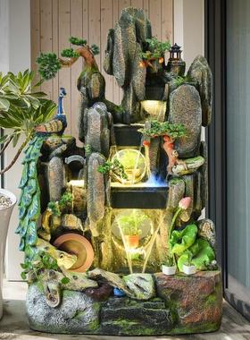 大型假山流水喷泉装饰公司孔雀山水阳台花园别墅室内鱼池庭院摆件