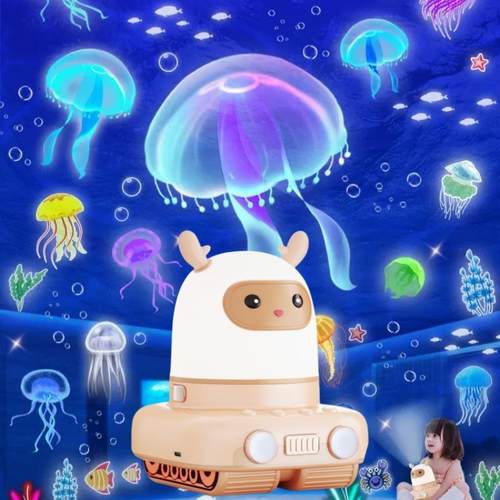 小鹿儿童星空投影灯氛围灯礼品音乐八音盒男孩女童行走装甲车投影