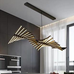 新款 北欧客厅吊灯现代简约楼梯间极简鱼骨酒店办公室长条餐厅灯具