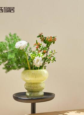 博西家居 简约奶黄色葫芦形水培玻璃花瓶摆件ins家居样板间装饰品