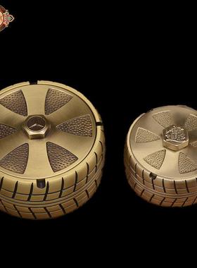 宏达 黄铜拉丝 创意烟灰缸 家居储物罐铜器摆件