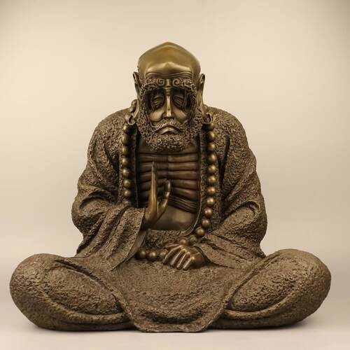铜达摩摆件 大号沉思禅意达摩佛像祖师家居装饰供奉 工艺品