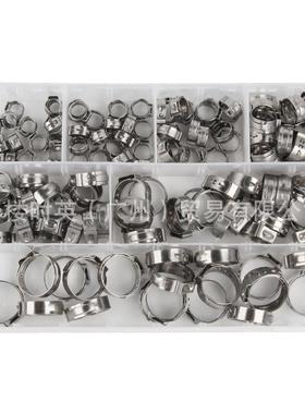 140PCS盒装单耳环箍不锈钢卡箍 密封管夹7种规格单耳无极弹性箍圈
