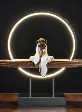 禅思达摩陶瓷中式创意灯光装饰摆件家居客厅办公室摆设开业乔迁礼