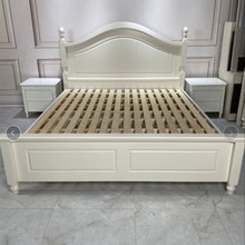 橡木全实木床主卧韩式田园风格小白双人压纹框架结构