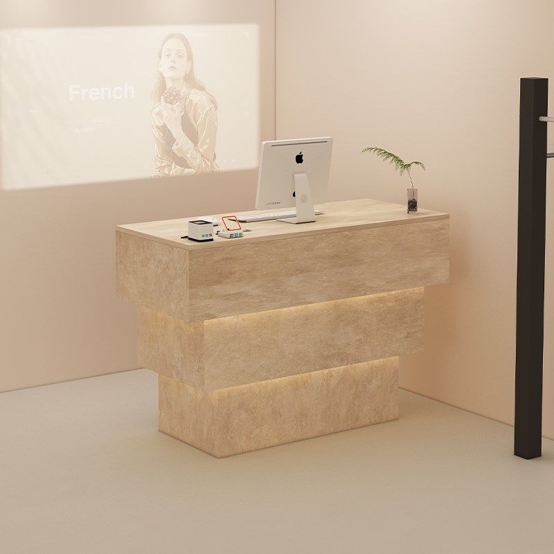 奶油风女装店铺收银台服装店吧台黑色柜台酒店前台接待台简约