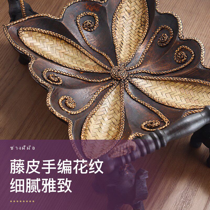东南亚风格实木果盘2320新款客厅家用ktv高几水果盘茶档供盘