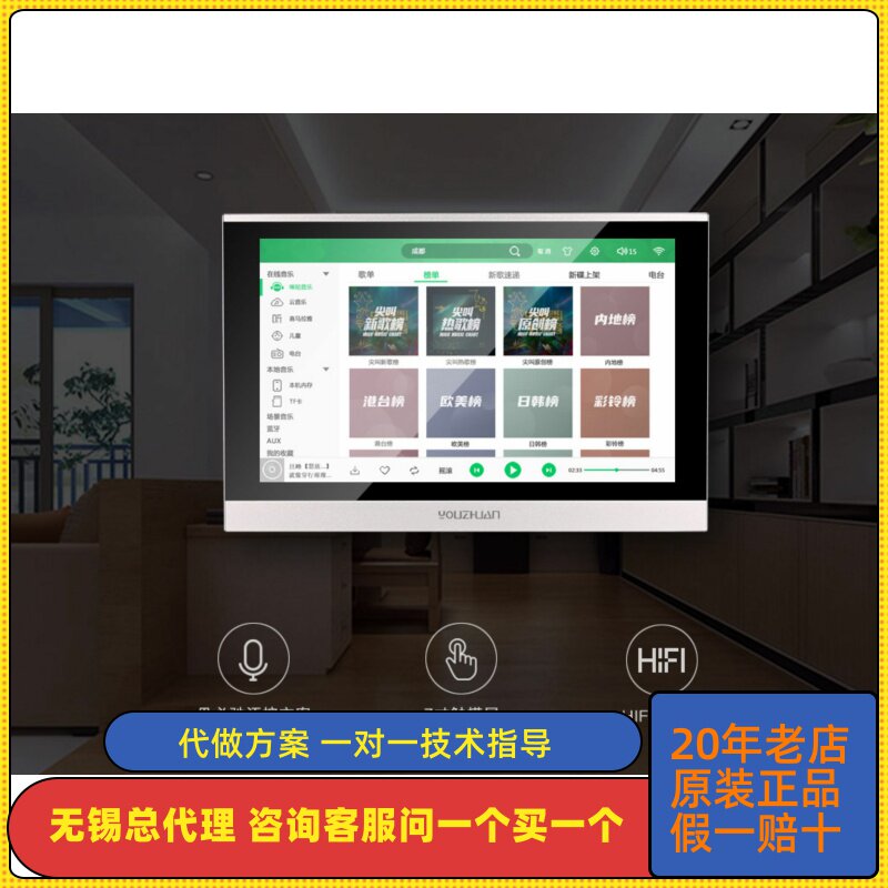 Y智1-50TZ能背景音乐主机家庭语音控制系统吸顶喇叭7寸功放