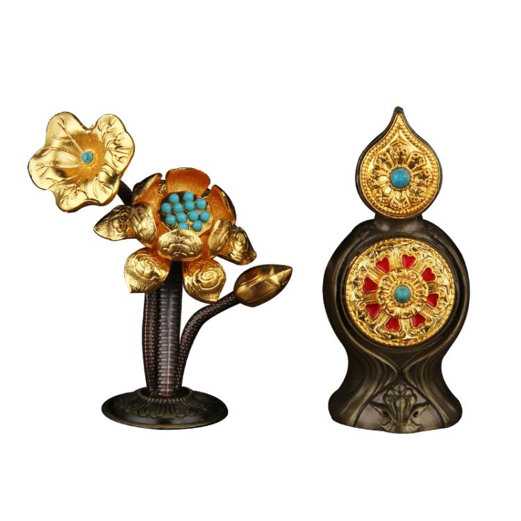 密宗佛朵用品供具法器佛堂酥前供花莲花八供合金教玛食子 佛油花