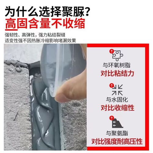聚脲灌浆液防水堵漏剂单组份屋顶裂缝补漏伸缩缝堵漏止水注浆材料