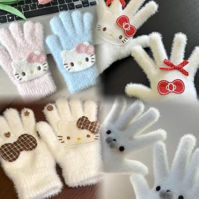 复古文艺格子手套女冬保暖
