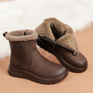防滑时尚 妈妈鞋 新款 冬季 雪地靴中老年人加绒保暖短靴 棉鞋