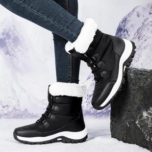 高帮棉鞋 新款 雪地靴女鞋 加绒加厚保暖耐磨户外登山鞋 冬季