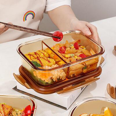 玻璃饭盒透明微波炉专用长方形