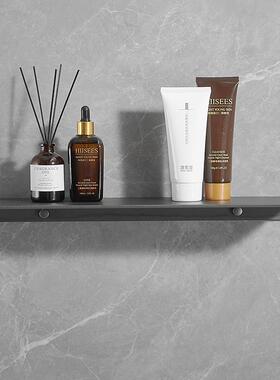 9WOR灰色浴室淋浴房置物架太空铝卫生间收纳架镜前一字搁板免打孔