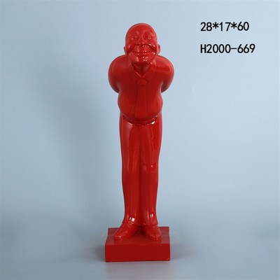 树脂人物落地雕塑摆件迎宾鞠躬