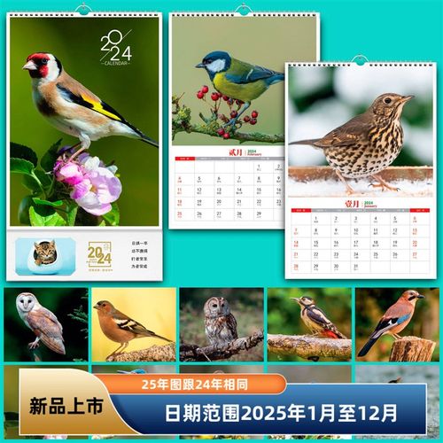 2025蛇年花鸟虫鱼野生动物挂历新款家用挂墙翻页月历年历日历小鸟