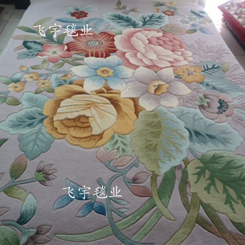 飞宇 现代家居中式纯羊毛地毯炕毯加厚客厅茶几卧室书房地毯定制