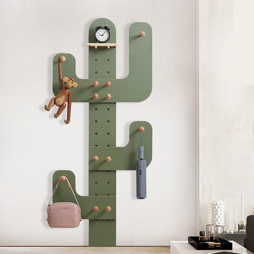 木工小舅 入户玄关仙人掌洞洞板挂衣 进门入门创意壁挂式衣帽架