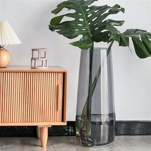 龟背竹花瓶玻璃透明水培器皿高款超高大号超大特大号落地高身高筒