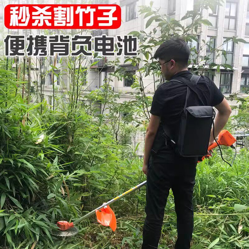 48v60V插电动车割草机无式背电刷多功能开荒锂负池充电打草机