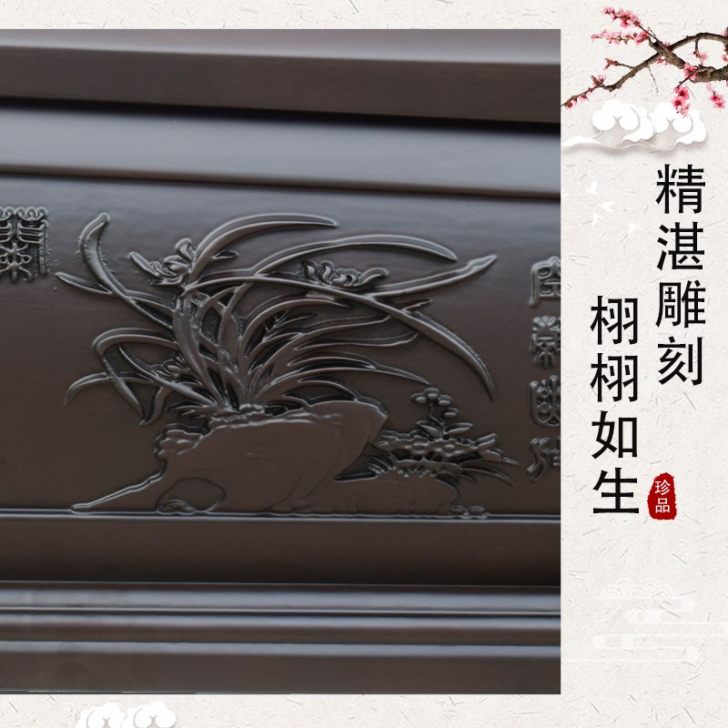 葬无止境实木无钉榫卯小黑檀棺材骨灰盒殡档雕刻迁坟寿材高爱用品