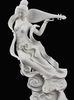 陶瓷人物仕女敦煌飞天瓷雕摆件家居客厅工艺品艺术品电视柜装饰品