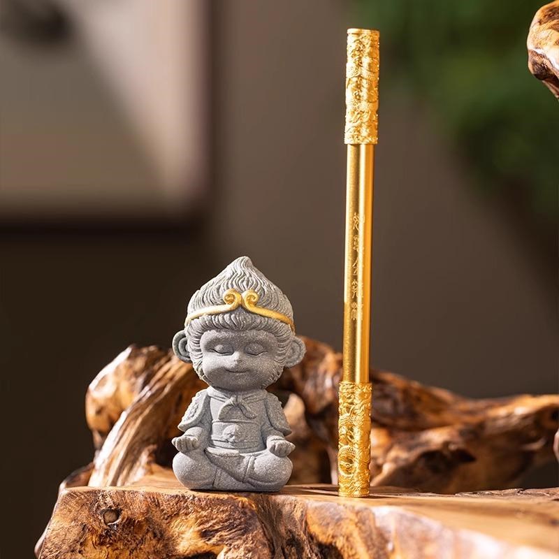 如意金箍笔齐装礼架铜笔套天大圣笔盒摆件悟空金箍棒