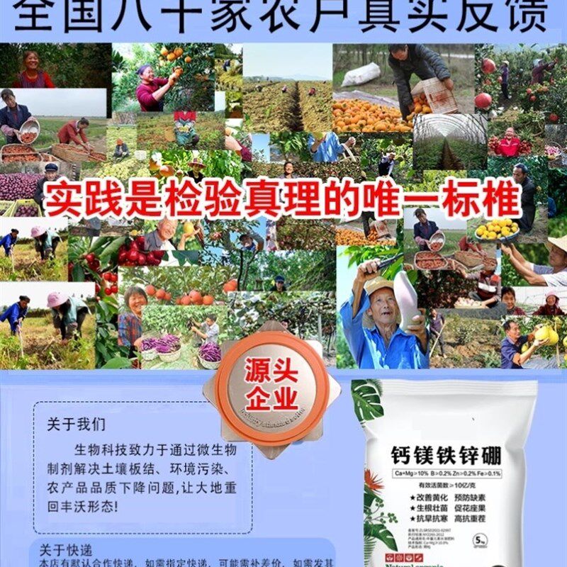 有镁硼锌铁中微量元素水溶肥料硼锌铁钙钾镁肥生根壮苗钙机颗粒肥