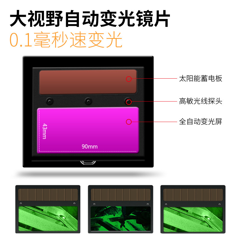 安全帽式电焊面焊自动变光焊帽头戴式焊焊眼镜氩弧电罩工防护面具