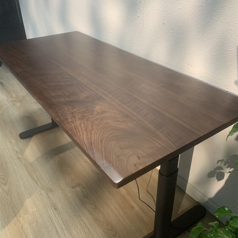 北美黑胡桃实木电动升降桌智能书桌办公桌台式电脑桌升降桌腿定制