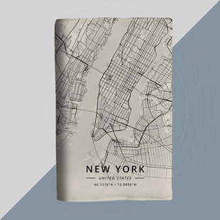 纽约旅行手帐记录地图颜值笔记本定制活页a5布艺书衣a6文创日记本