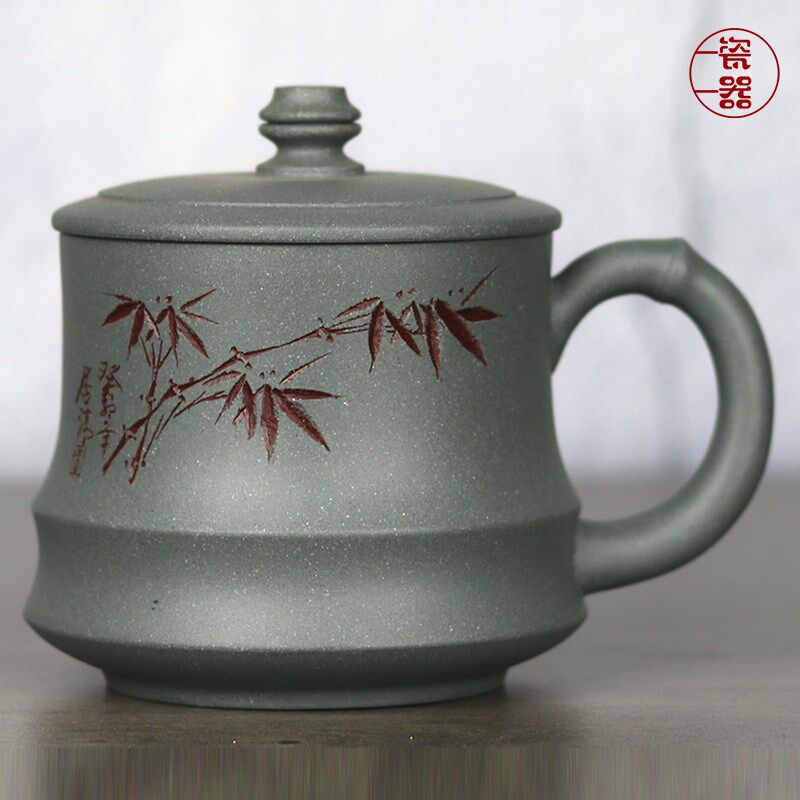 手工紫砂杯大容量中式办公室男士高档带盖杯泡茶杯女士款陶瓷杯子