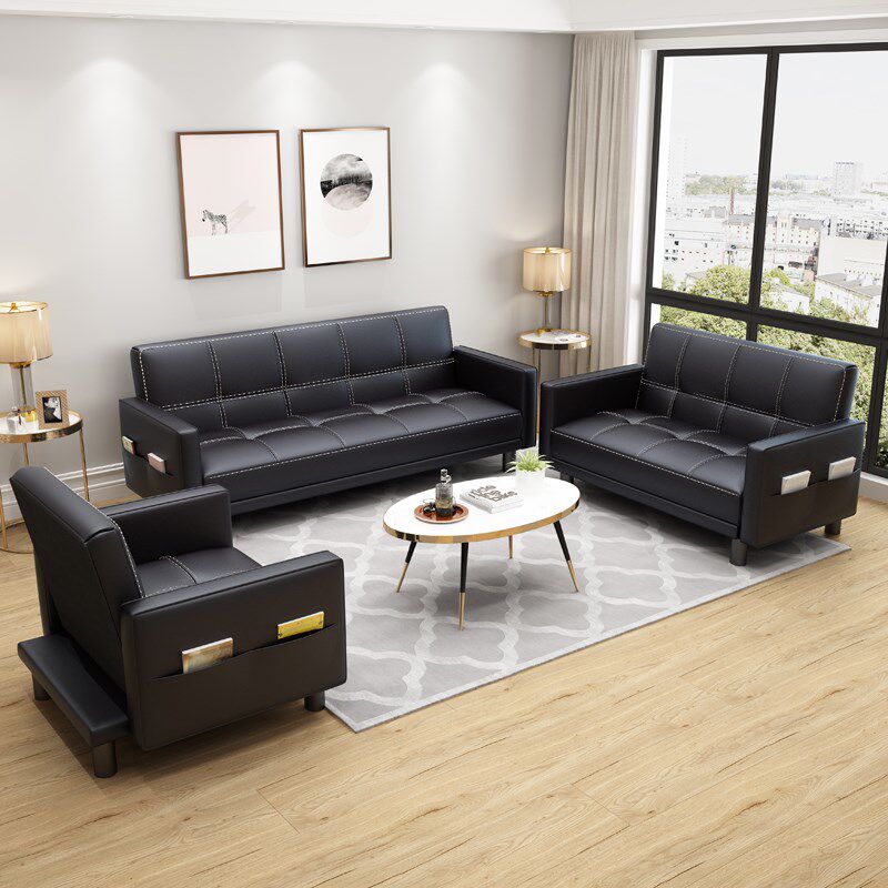 办公室沙发可睡觉折叠商务接待会客休息现代简约单人三人组合套装